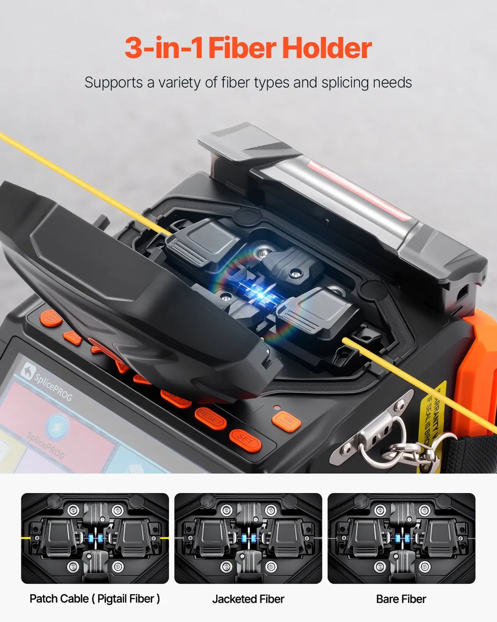 Vevor Fiber Fusion Splicer Core & Clad Alignment 6 Motors with 5" Touchscreen New