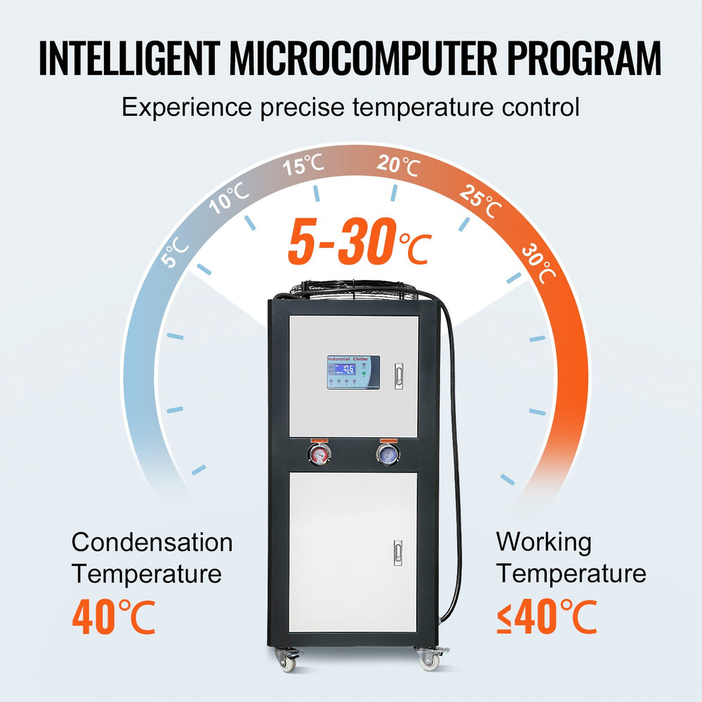 Vevor Industrial Water Chiller 9.4HP 16 Gal. Air-Cooled 15,100Kcal/hr Cooling Capacity 60L Tank New