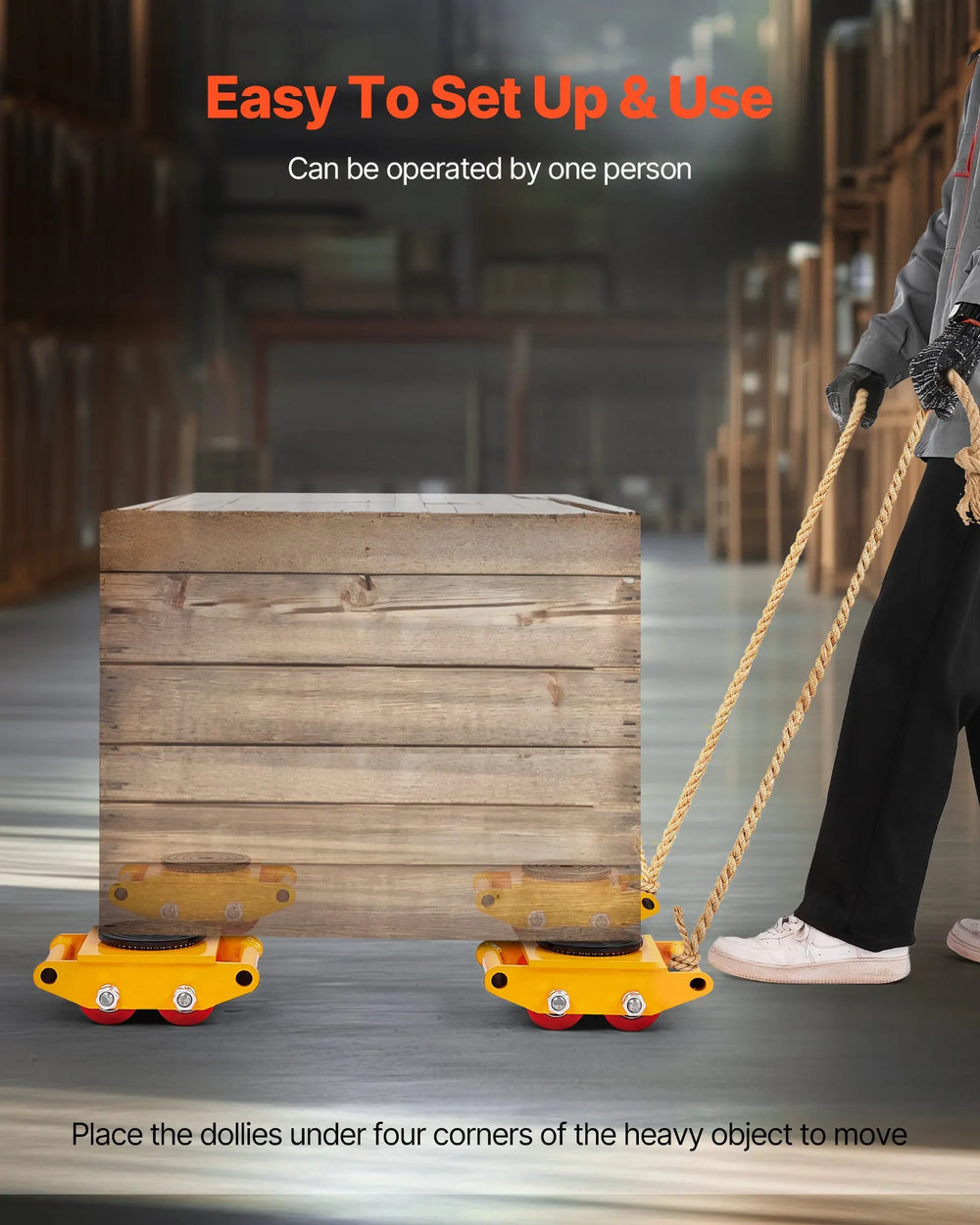 Vevor Machinery Skate Dolly 8 Tons Industrial Mover with 360° Non-Slip Cap 4 Pieces New