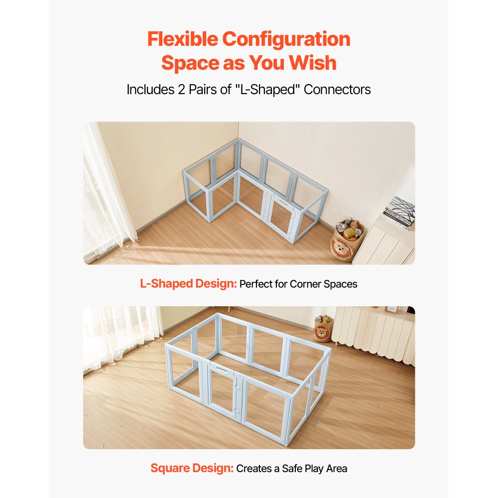 Vevor Dog Whelping Box 76 x 49 in. Modular Puppy Pen with Transparent Windows New