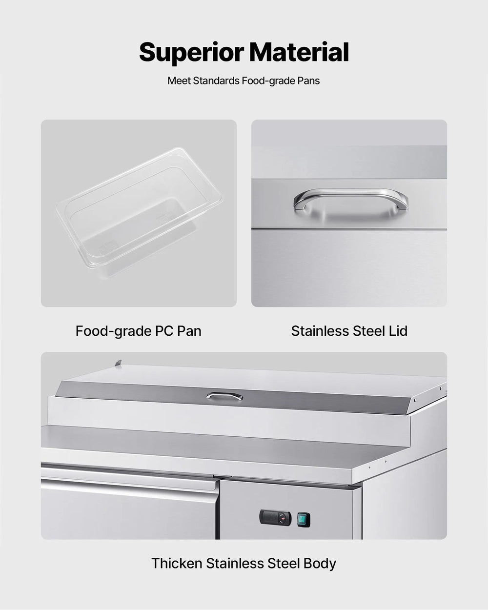 Vevor Refrigerated Prep Table 11 Cu. Ft with 6 Pans and Cutting Board New