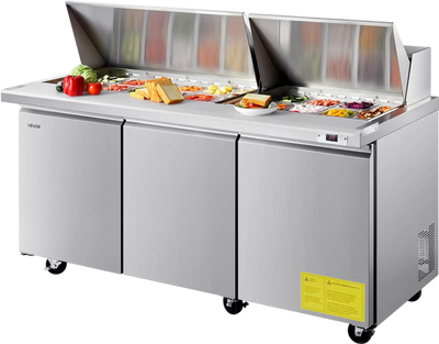 Vevor Refrigerator Prep Table 18.7 Cu. Ft with 30 Pans 72