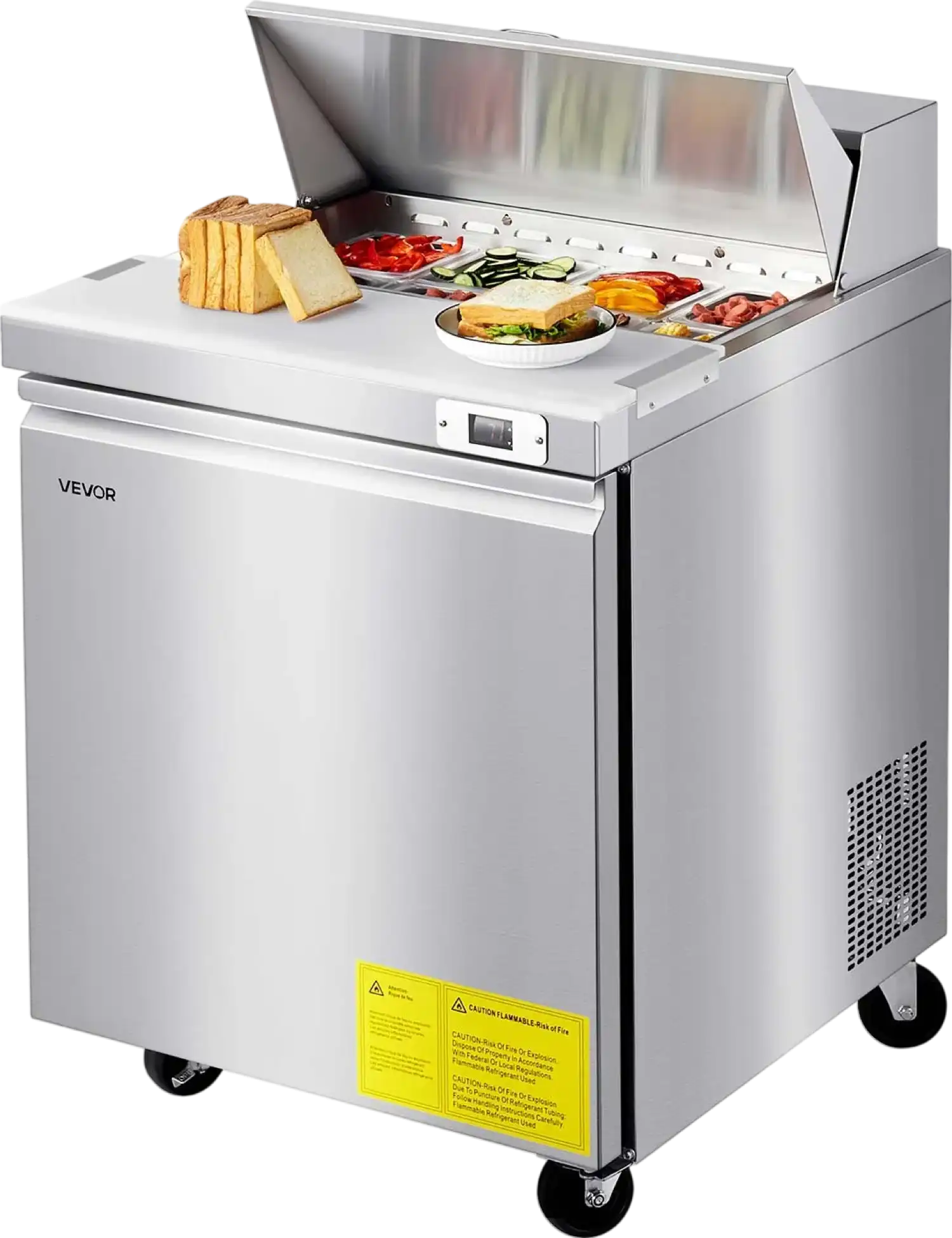 Prep Table Rvt Vevor Refrigerated Prep Table 7.1 Cu. Ft with 8 Pans and Cutting Board ...