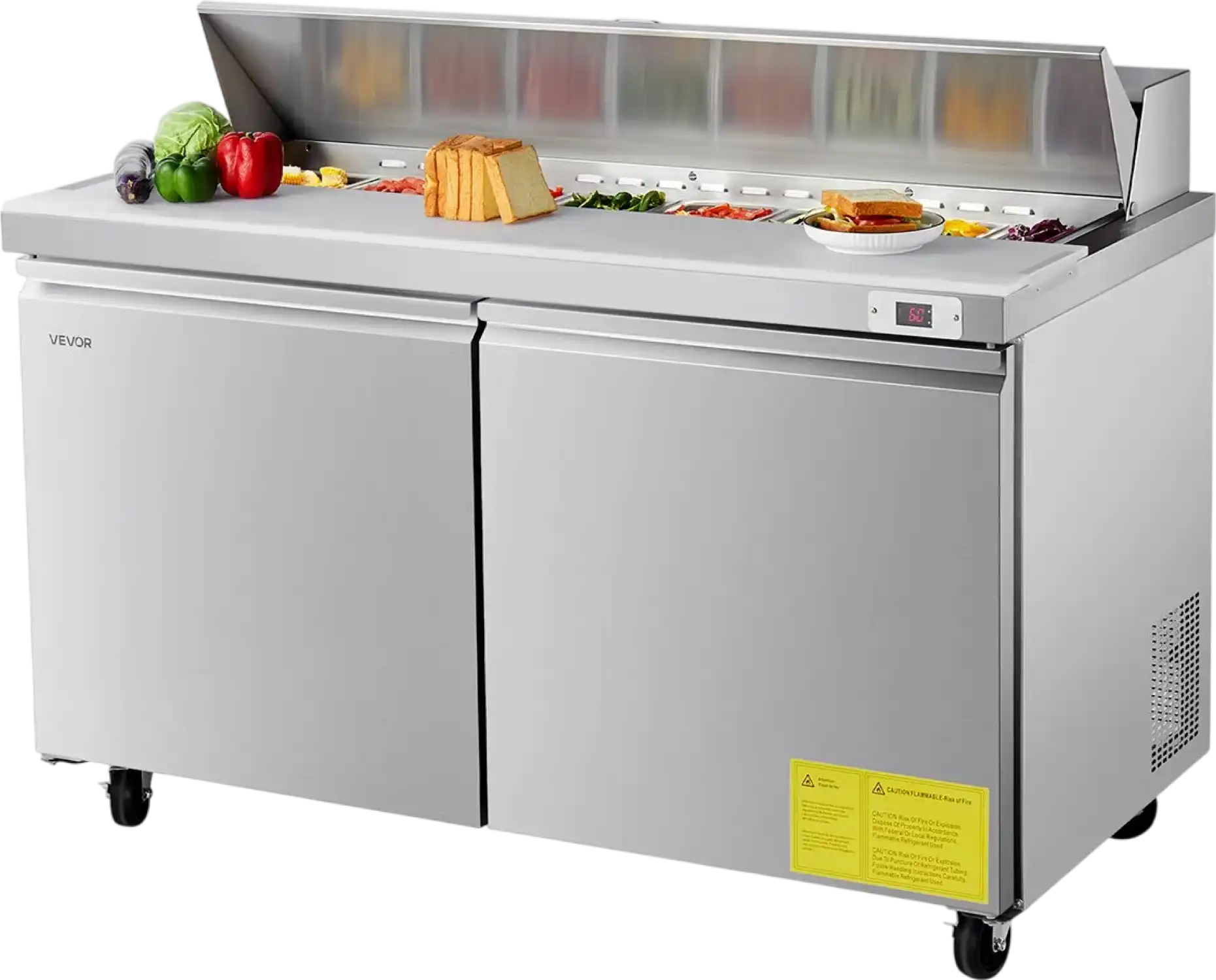 Vevor Refrigerated Prep Table 15.4 Cu. Ft with 16 Pans 60