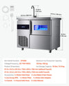Vevor Commercial Ice Maker with Sink 132 lbs/Day 30 lbs Storage Bin Self-Cleaning New