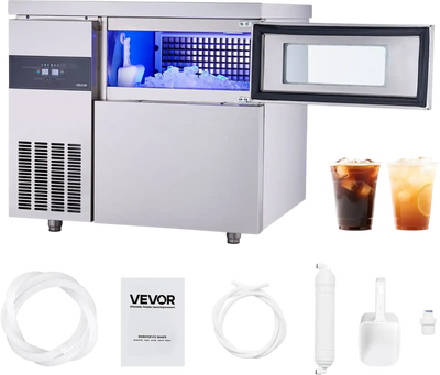 Vevor Commercial Ice Maker with Worktop 220 lbs/Day 66 lbs Storage New