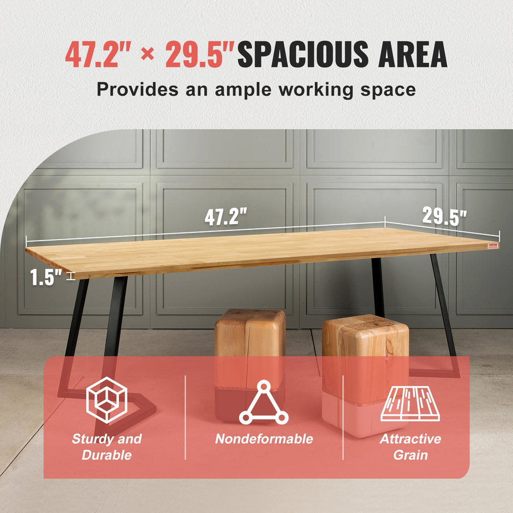 Vevor Wood Table Top 47.2" x 29.5" 330 Lbs. Capacity Solid One-Piece Rectangular Desktop New