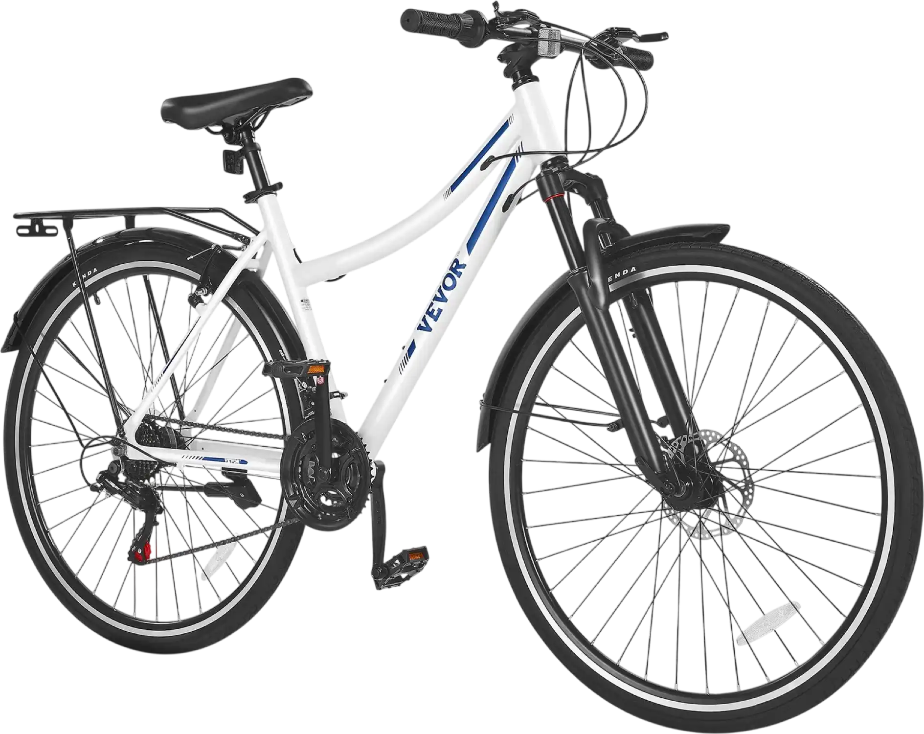 Vevor Hybrid Bicycle Step-Through Frame with 21-Speed Drivetrain Rear Rack New