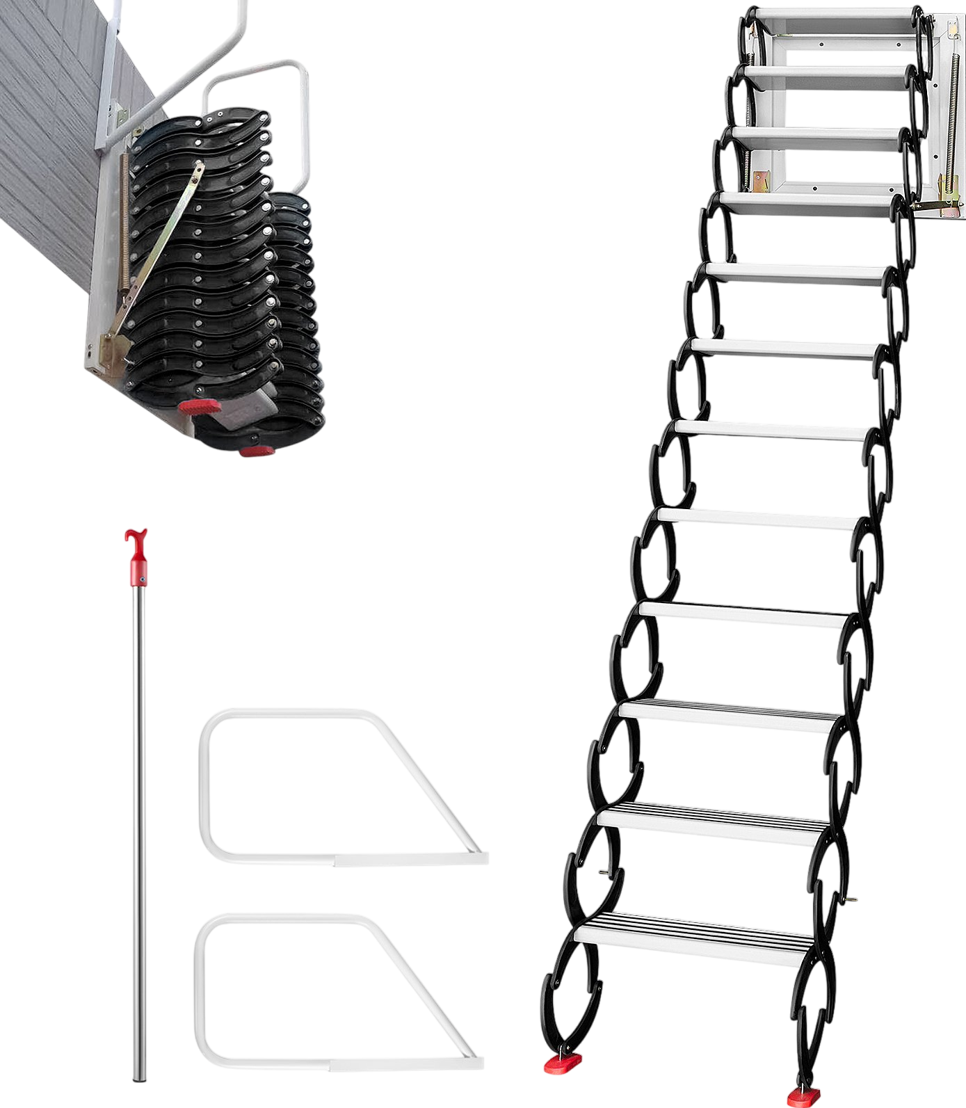 Vevor Attic Ladder 12 Steps 9.8' Alloy Folding S-Bent Skeleton Stainless Steel 660 Lbs Capacity New