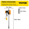 Vevor Electric Chain Hoist 1100 Lbs Winch with Wired Remote Control 15' Max Lift Height New