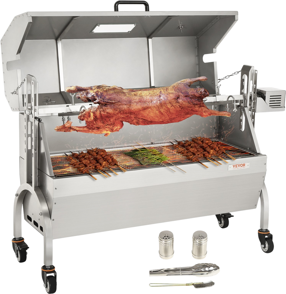 Vevor Spit Rotisserie BBQ Grill 42.3 132 Lbs Capacity 50W Electric Roaster with Hooded Cover New