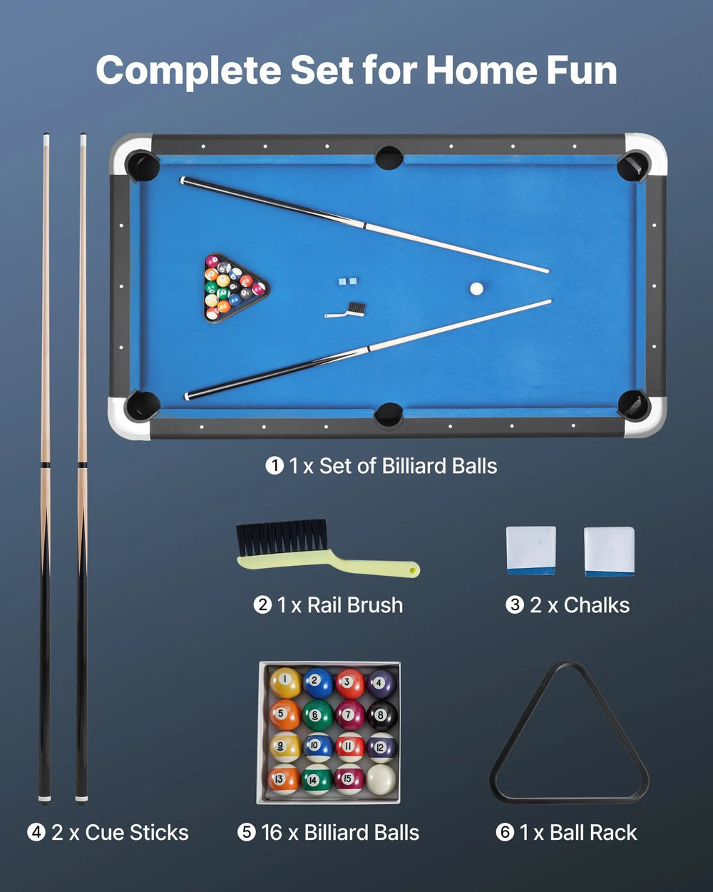 Vevor Pool Table 7 ft. Game Table Blue Cloth with Complete Accessories New