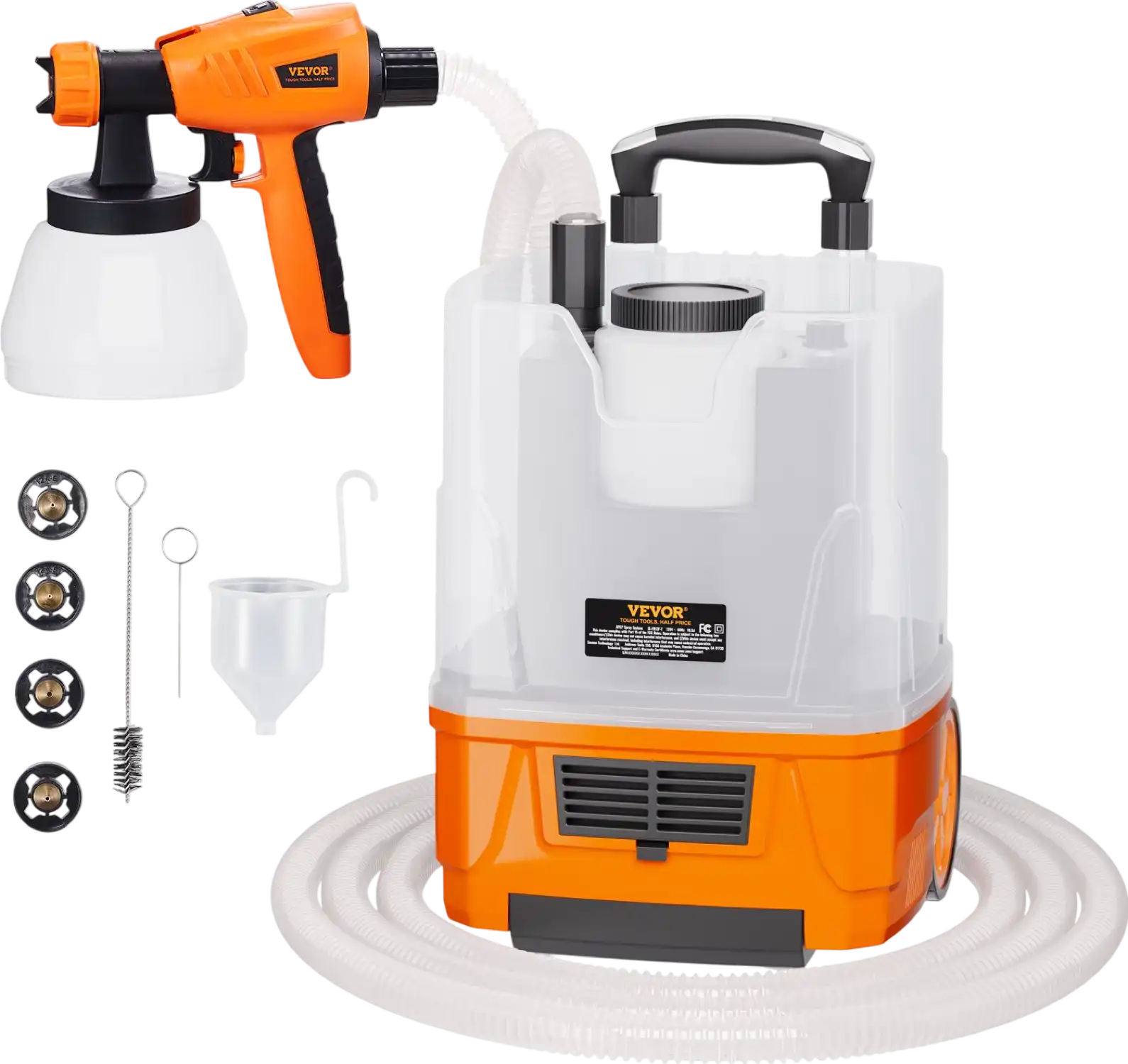 Vevor Paint Sprayer 1300W HVLP Spray Gun with Air Hose 5 Copper Nozzles New