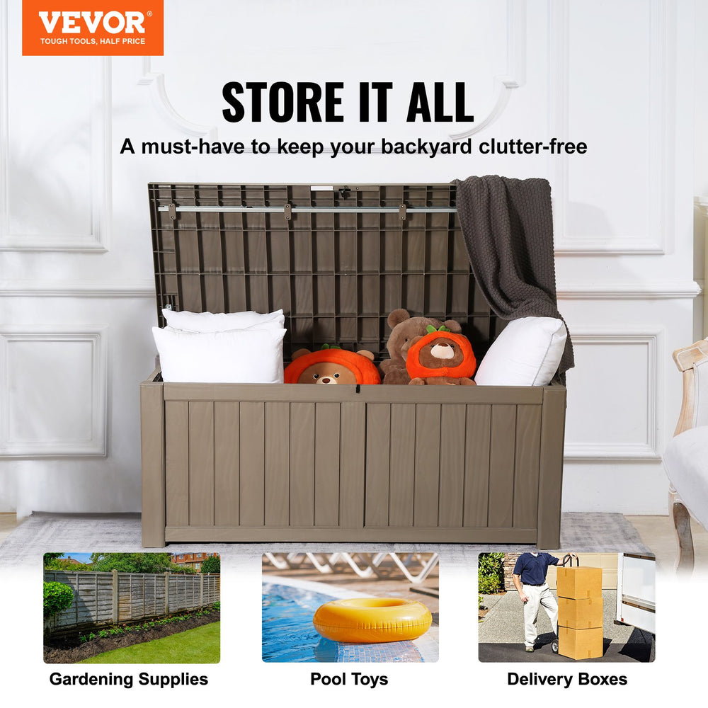 Vevor Deck Box 120 Gal. Waterproof Outdoor Storage Bin with Padlock New