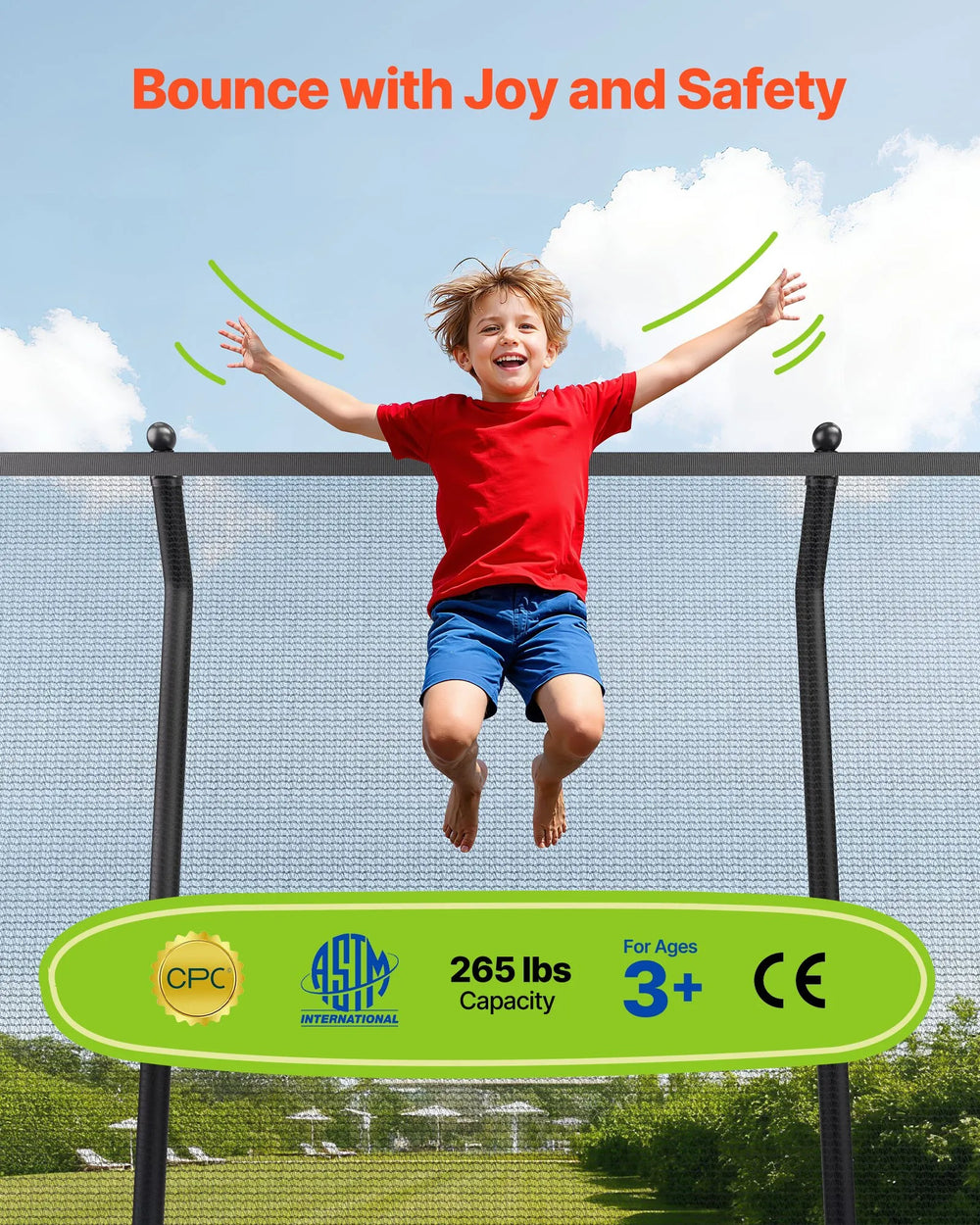 Vevor Trampoline 8' x 14' Rectangle with Enclosure Net 265 lbs Capacity New