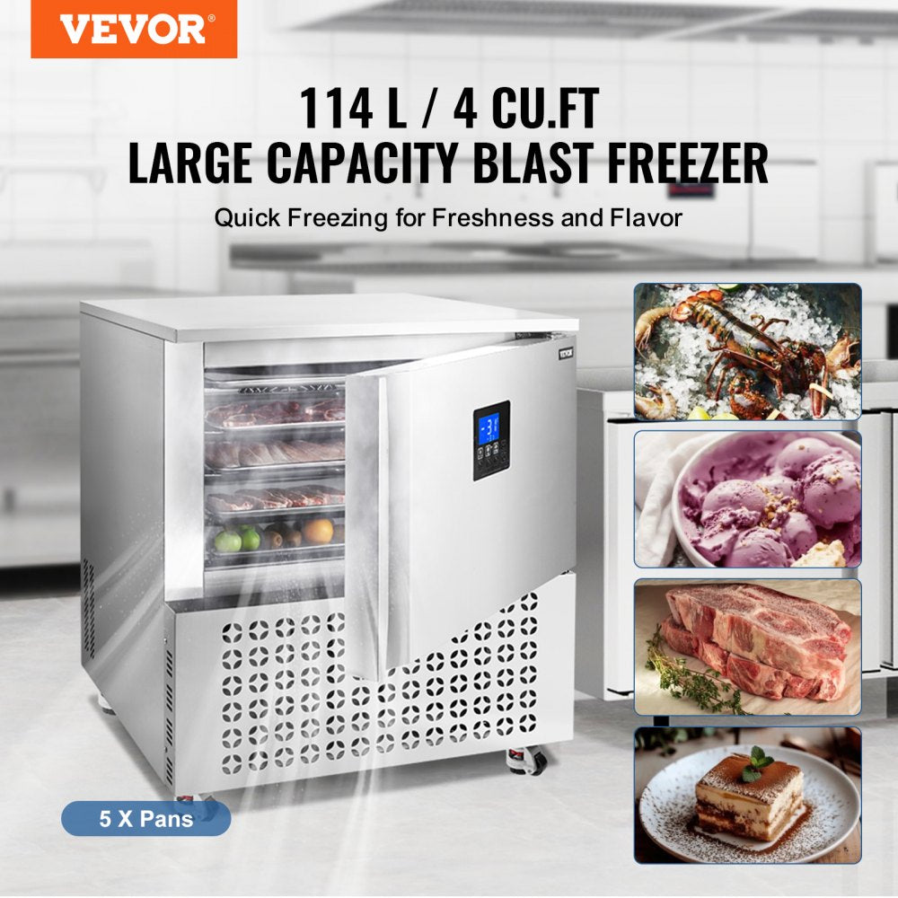 Vevor Commercial Blast Freezer 4 Cu. Ft. with 5 Trays Stainless Steel New