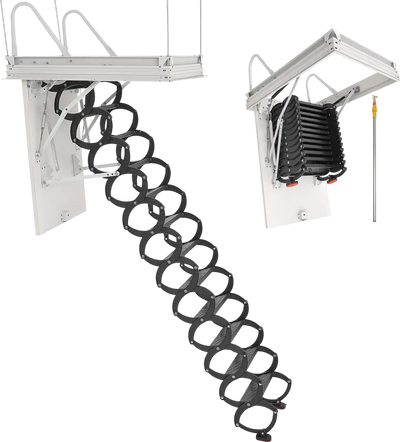 Vevor Attic Ladder 660 Lbs Capacity Alloy Steel Pull-Down Retractable for 9.5-10.2 Ft Ceilings New