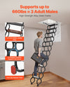 Vevor Attic Ladder 660 Lbs Capacity Alloy Steel Pull-Down Retractable for 10.5-11 Ft Ceilings New