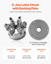 Vevor Lathe Chuck 6-Jaw Self-Centering with D1-4 Cam Lock Backing Plate New