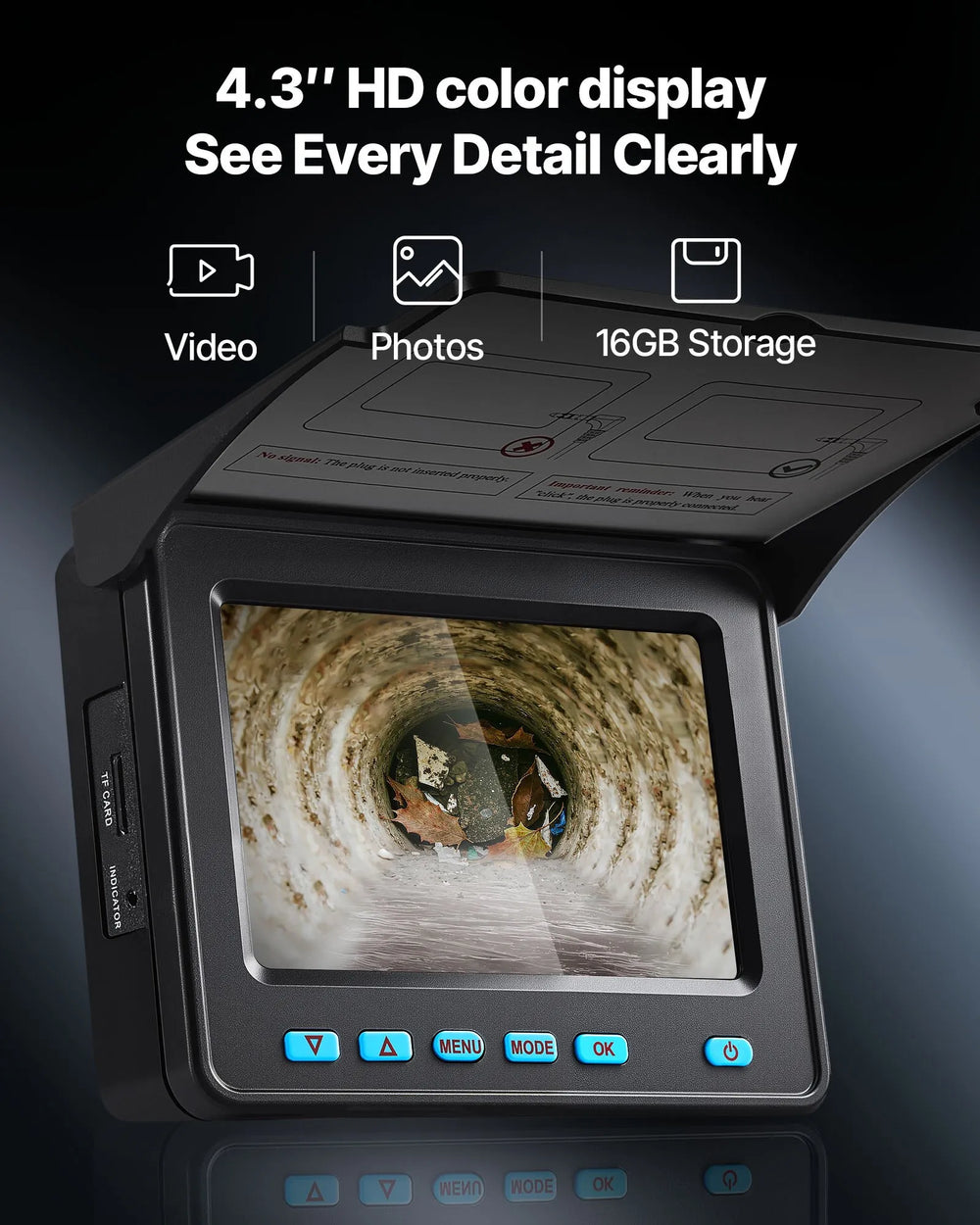 Vevor Sewer Camera 164 ft. Self-Leveling with LEDs 4.3" HD Screen New