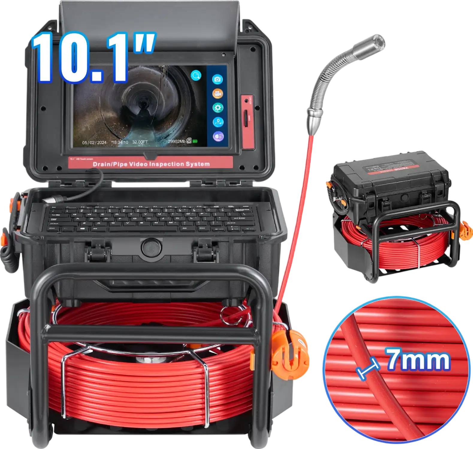 Vevor Sewer Camera 165 ft Self-Leveling with Built-In Transmitter 10.1