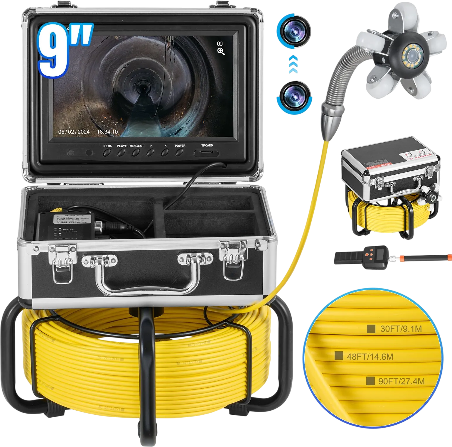 Vevor Sewer Camera 98 ft. Self-Leveling with 512Hz Locator 1080P HD New