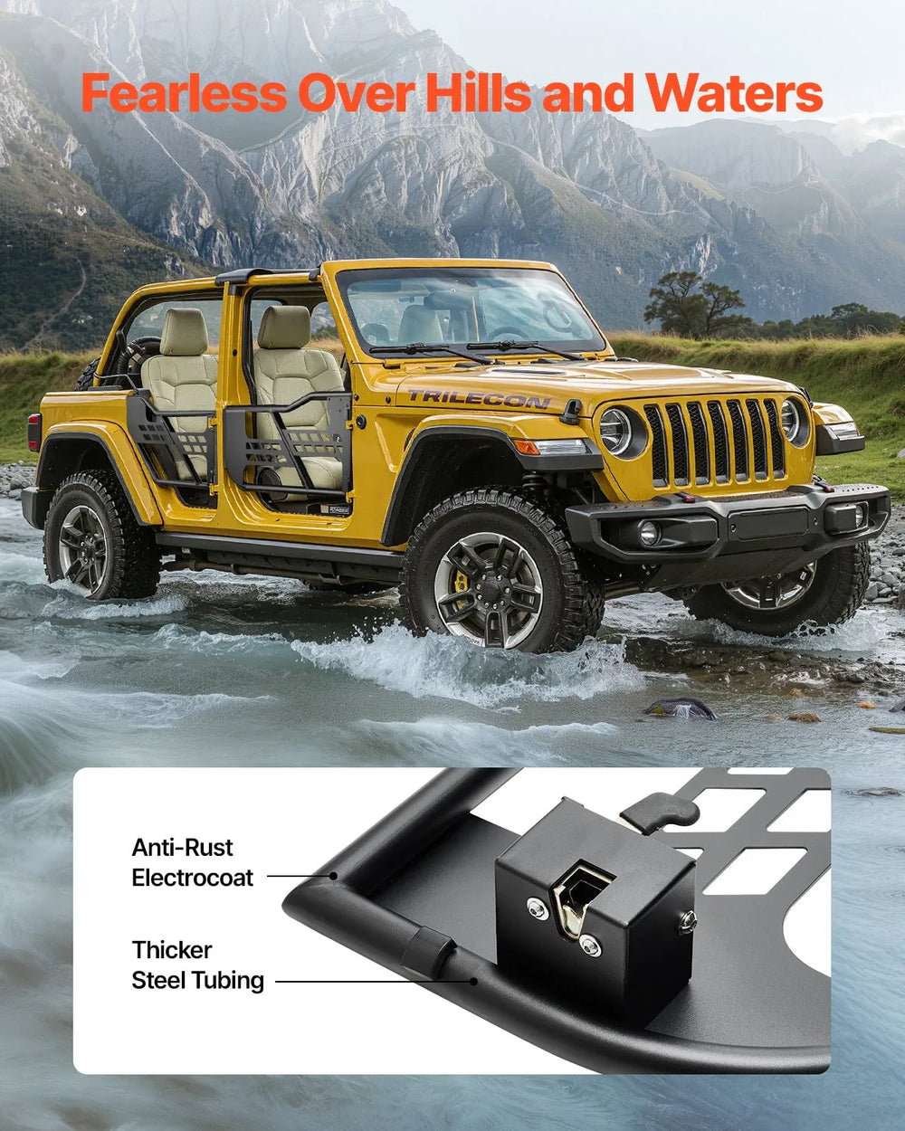 Vevor Jeep Tube Doors Hunting Style for 2018-2024 Wrangler JL 2020-2024 Gladiator JT New
