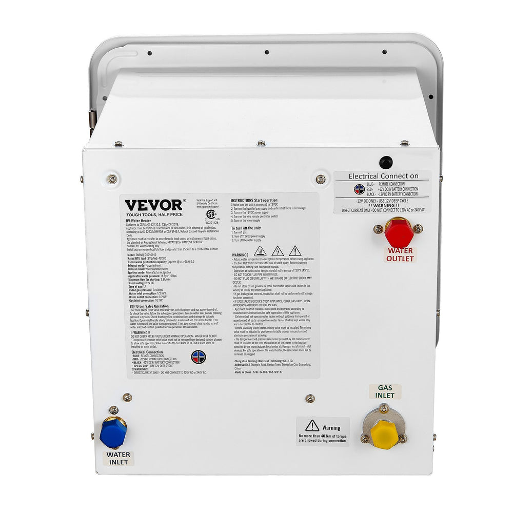 Vevor RV Tankless Water Heater 15" x 15" Propane Gas 42000BTU with Controller New