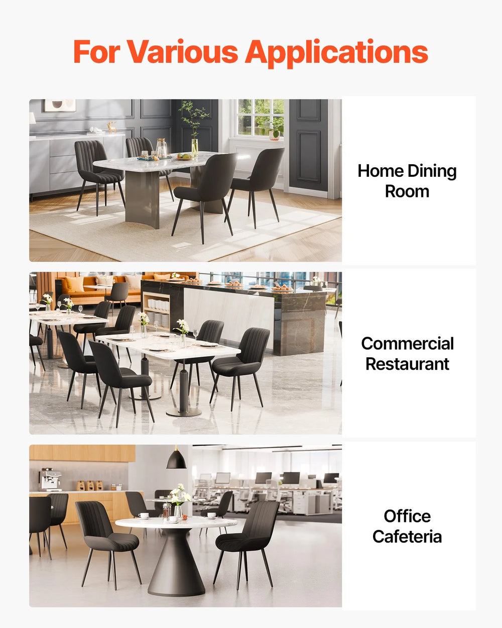 Vevor Modern Dining Room Accent Chairs Upholstered Fabric Set of 4 New