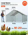 Vevor Metal Chicken Coop 9.8 x 9.8 x 6.6 ft. Walk-in with Waterproof Cover Spire Roof New