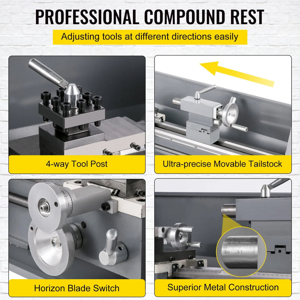Vevor Metal Lathe 8.7" x 29.5" with Infinitely Variable Speed 50-3000 RPM 1100W New