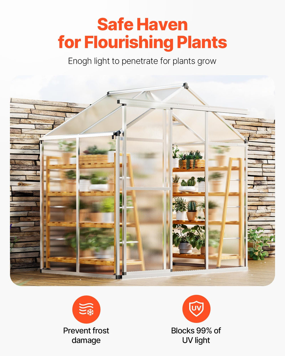 Vevor Greenhouse Polycarbonate 6 x 4 Ft Outdoor Walk-in Garden New