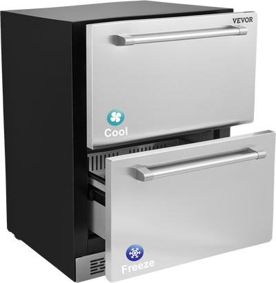 Vevor Undercounter Refrigerator 24 inch with Double Drawer Different Temperatures 5.12 Cu.Ft. Capacity New