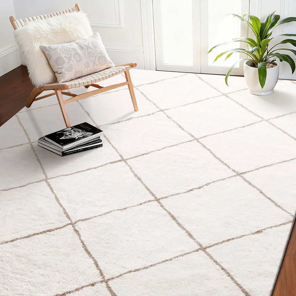Vevor Area Rug 8' x 10' Beige Plush Indoor High-Pile New