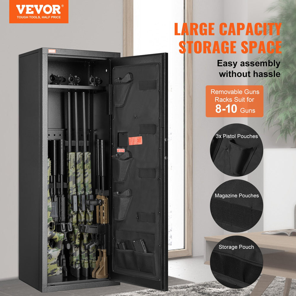 Vevor Gun Safe with Lock & Digital Keypad 8-10 Rifles Quick Access Storage Cabinet New