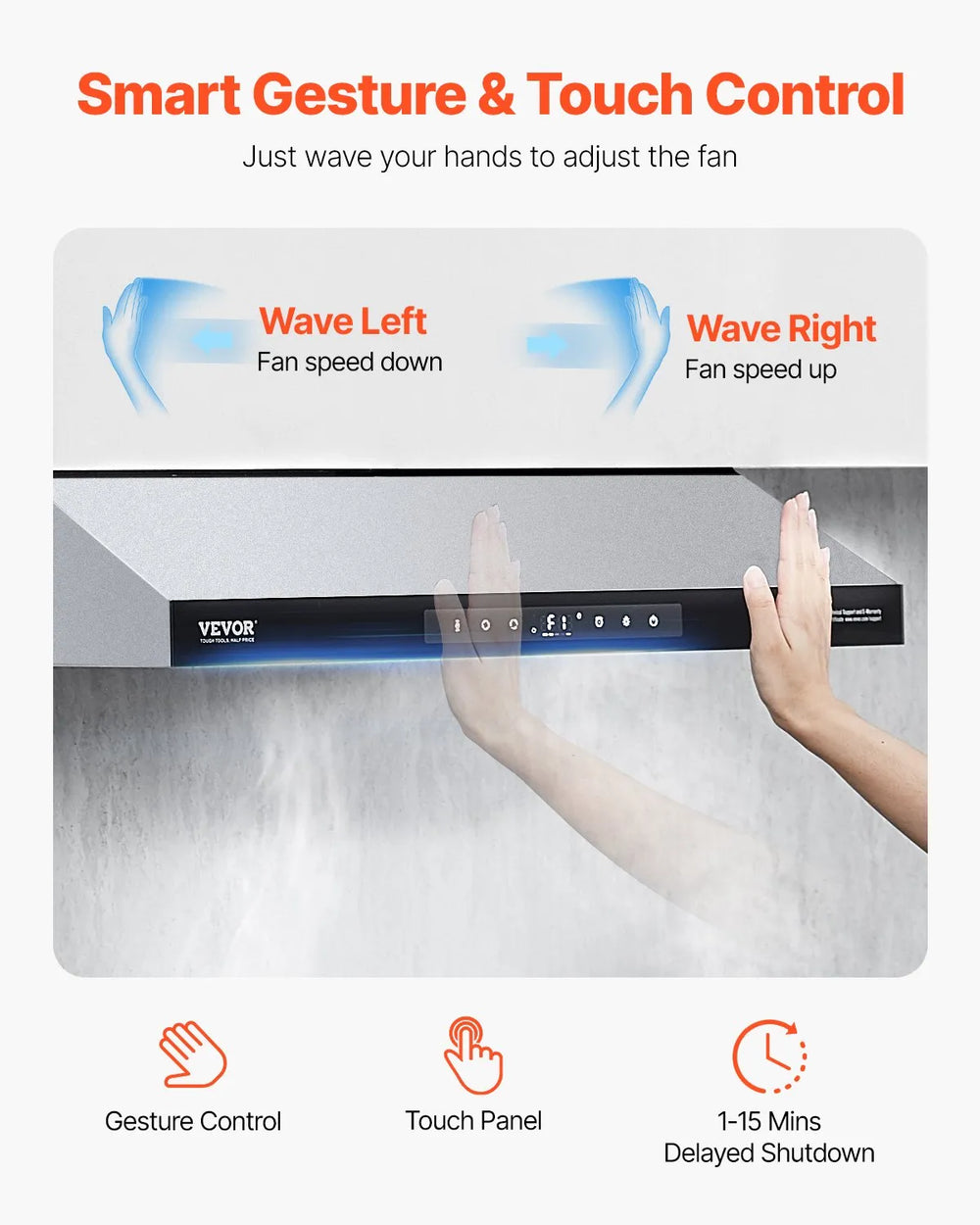 Vevor Range Hood 30" 900 CFM Under Cabinet Vent Touch and Gesture Control New