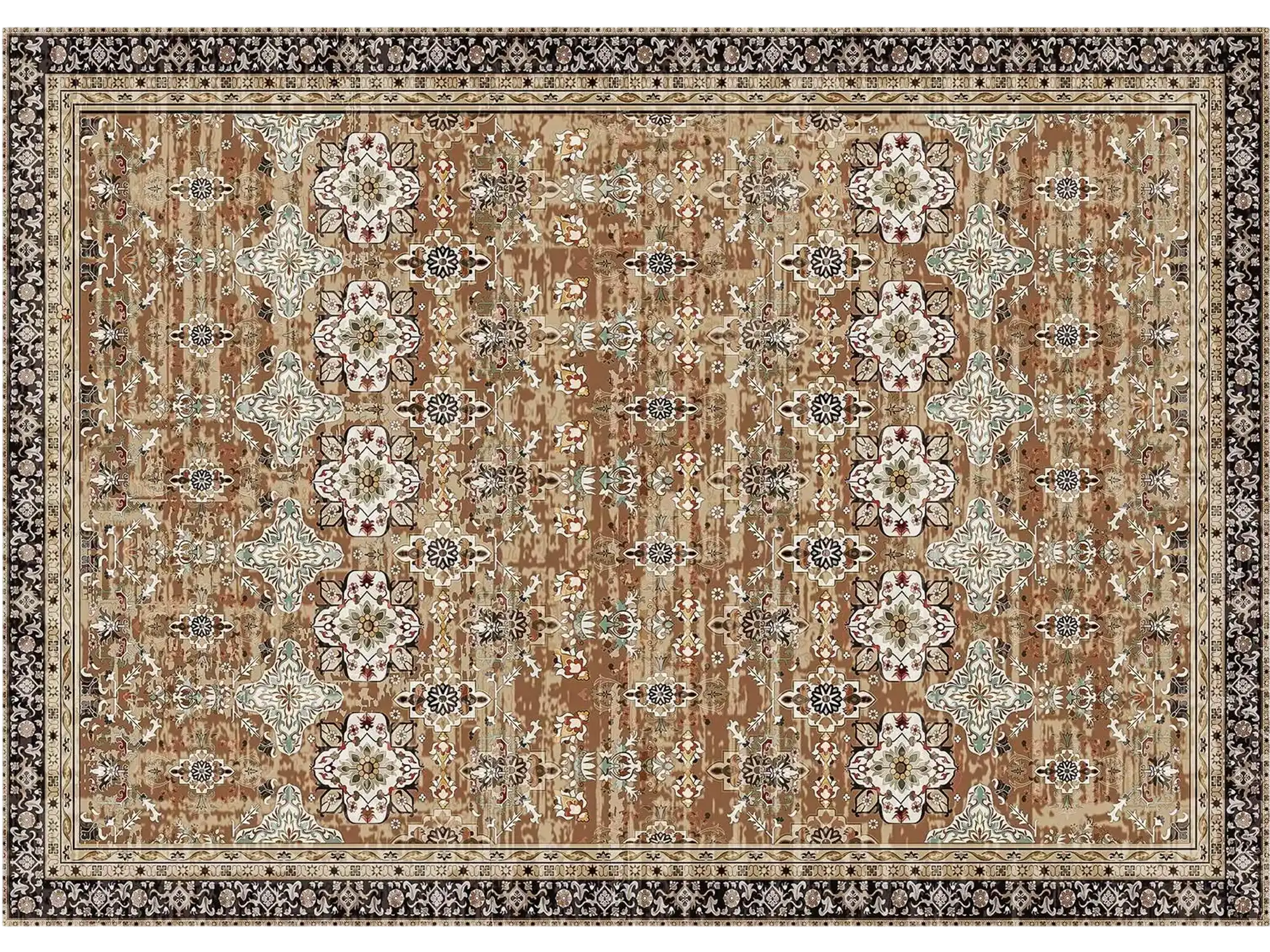 Vevor Area Rug 9' x 12' Washable Non-Slip Vintage Brown Green New