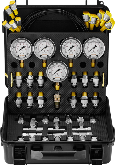 Vevor Hydraulic Pressure Test Kit 5 Gauges 10/100/250/400/600 Bar New