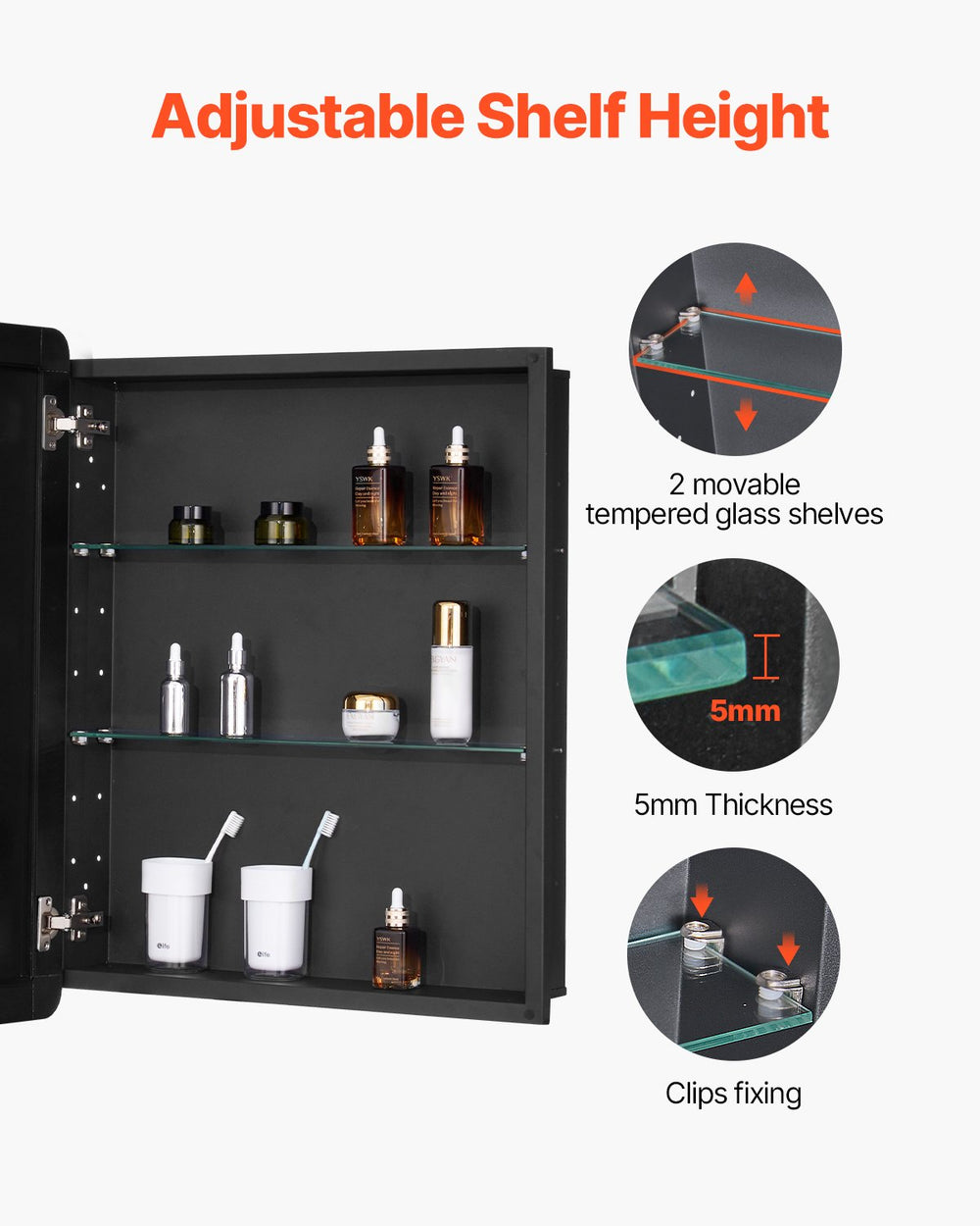 Vevor Mirror Medicine Cabinet 24" x 30" with Adjustable Shelves New