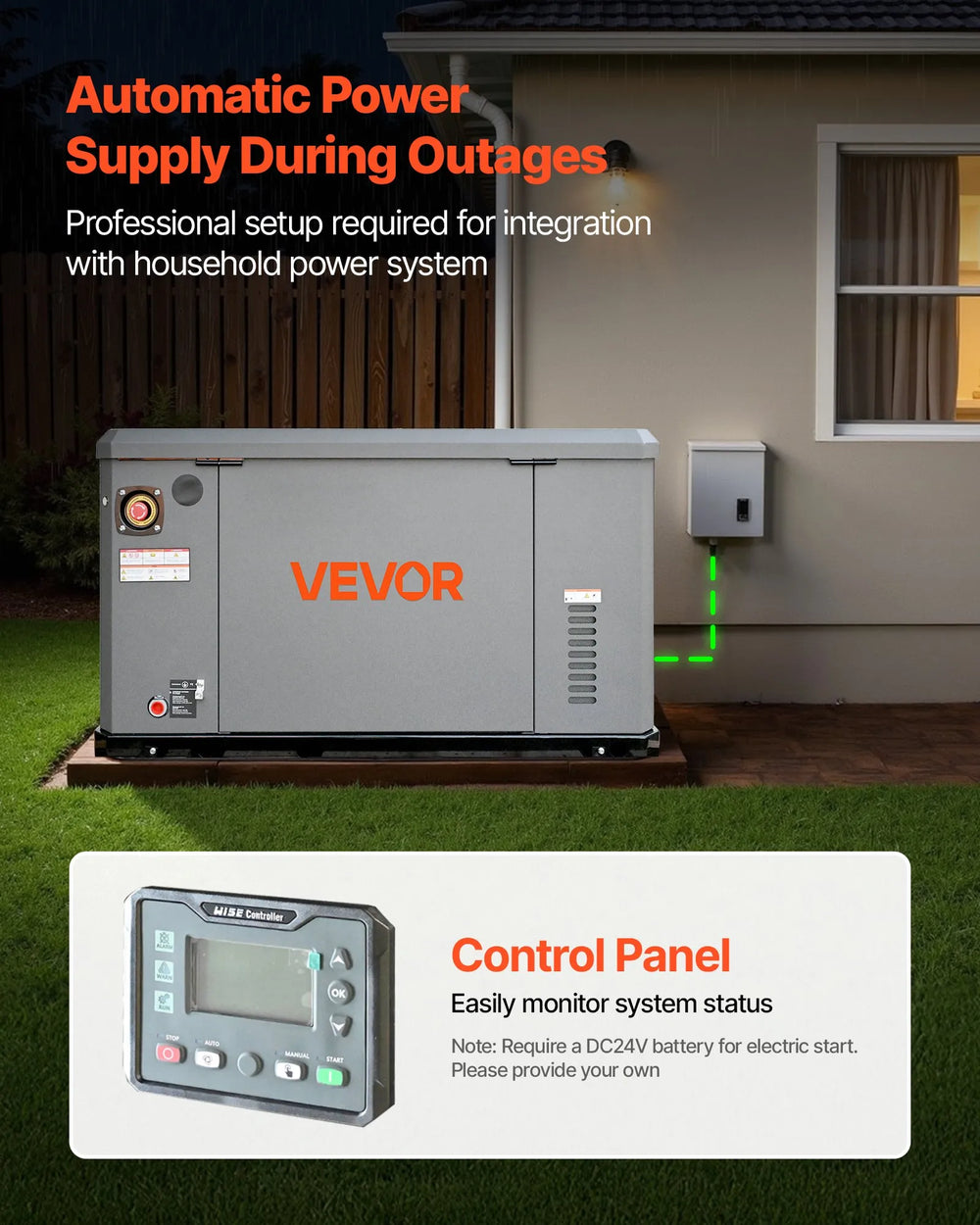 Vevor Standby Generator 22kW Air-Cooled Dual Fuel Propane Natural Gas 110-240V New