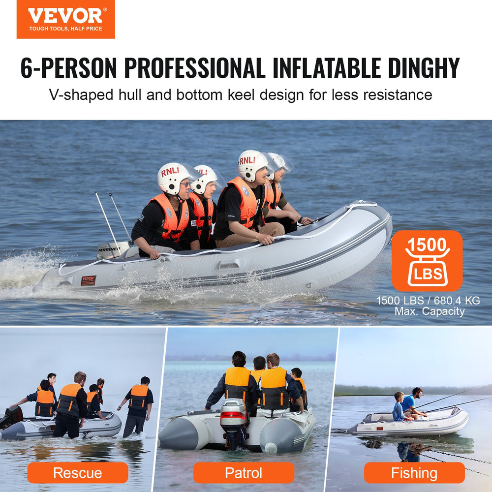 Vevor Inflatable Dinghy Boat 6-Person with Adjustable Bench and Accessories New