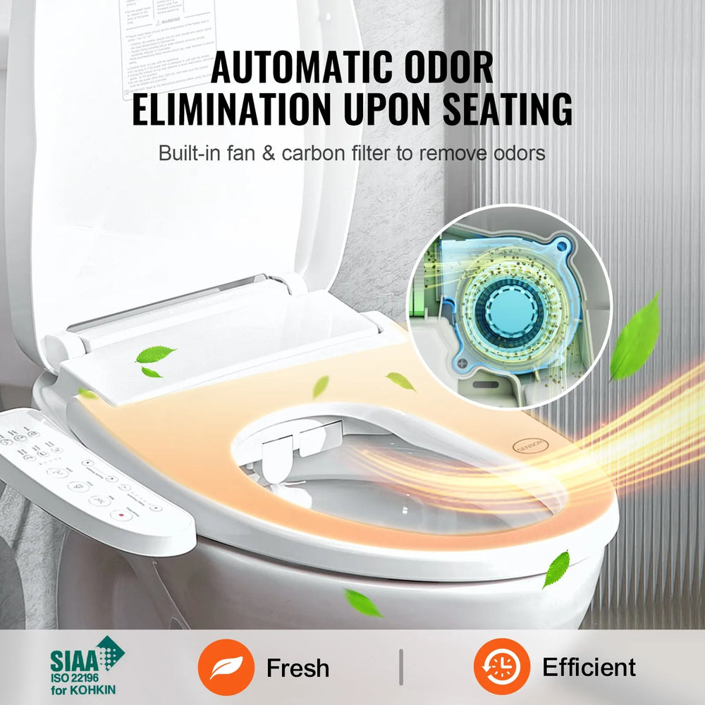 Vevor Elongated Bidet Toilet Seat Electric with Smart Heating Side Arm Control New