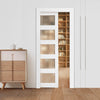 Vevor Sliding Pocket Door 36" x 80" Frosted Glass with Hardware Kit New