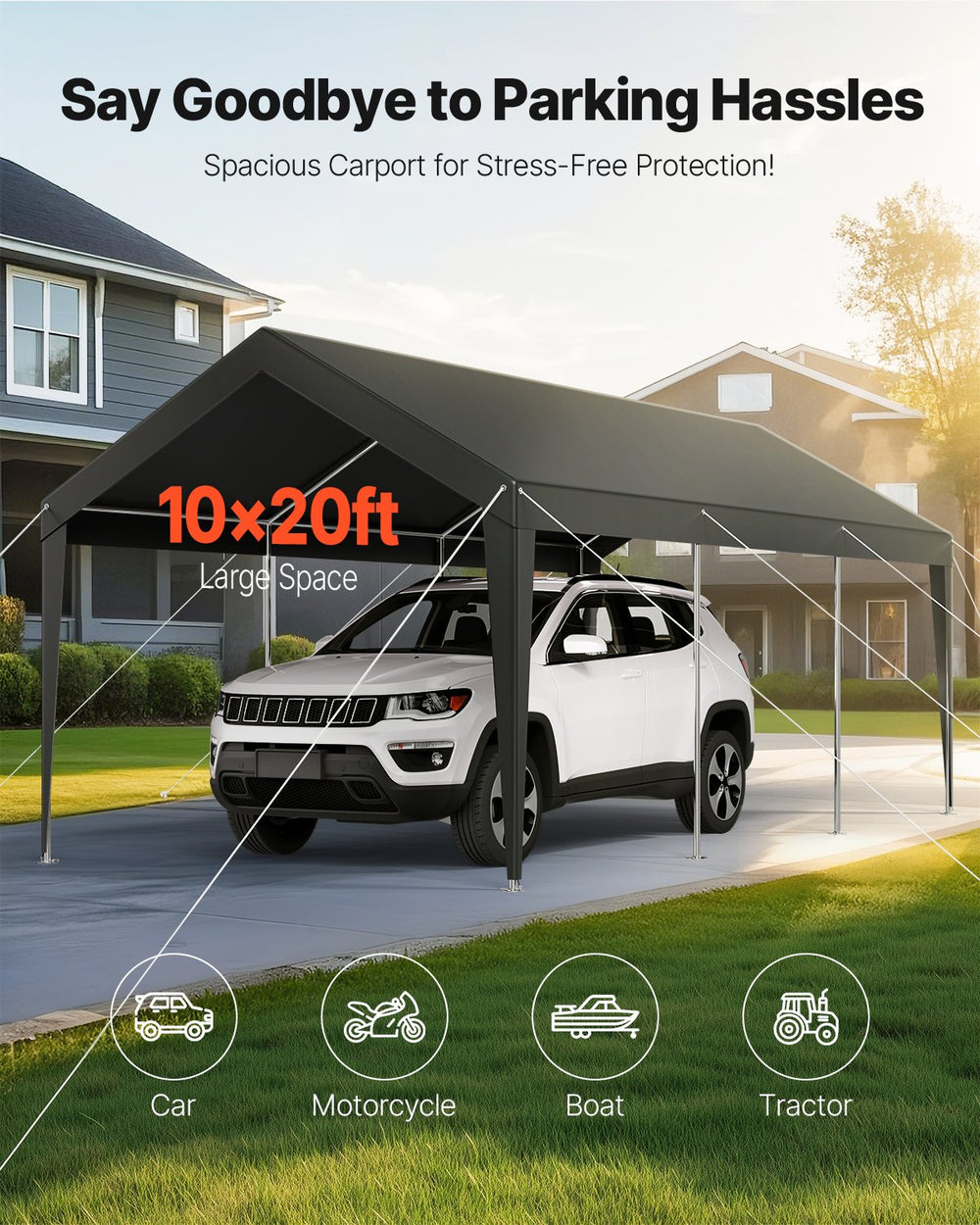 car shelter tent Vevor Carport Canopy 10 x 20 Ft Heavy Duty Car Shelter New – FactoryPure