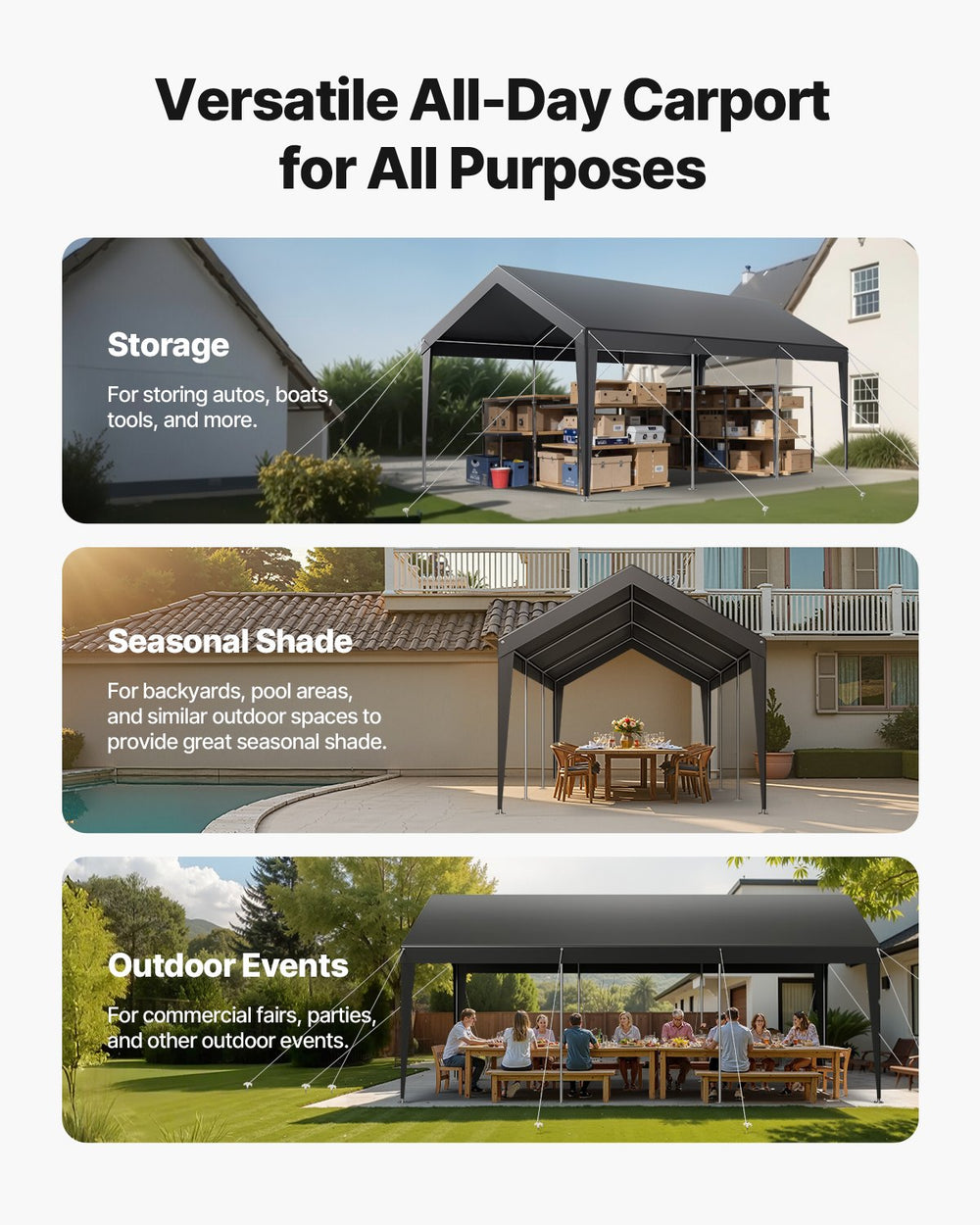 Vevor Carport Canopy 10 x 20 Ft Heavy Duty Car Shelter New