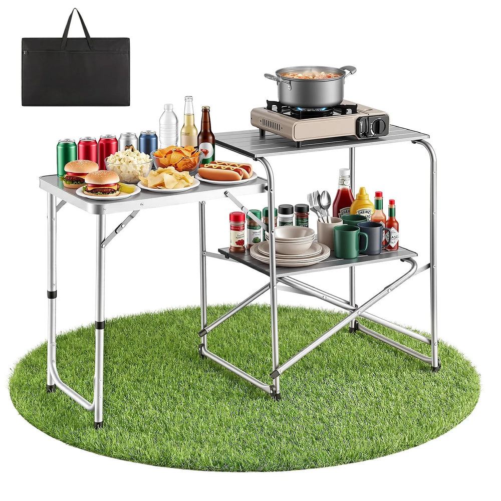 Vevor Camping Kitchen Table Slim-Fold Portable Cook Station New