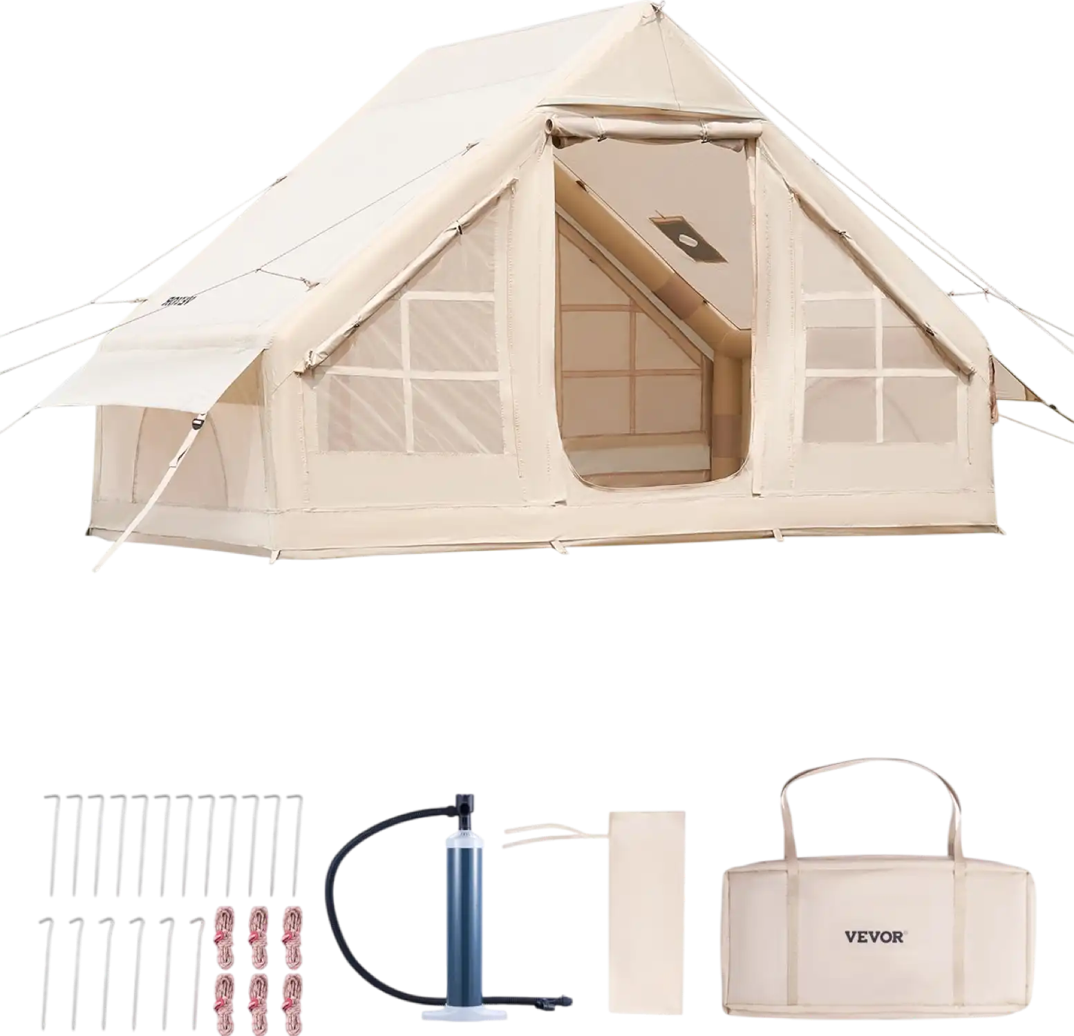 Vevor Inflatable Camping Tent 9.8 x 6.5 Ft with Pump 3-5 Person Capacity New