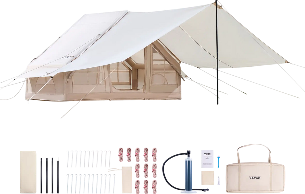 Vevor Inflatable Camping Tent 9.8 x 6.5 Ft with Canopy 3-5 Person Capa – FactoryPure