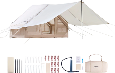 blow up camping tents Vevor Inflatable Camping Tent 9.8 x 6.5 Ft with Canopy 3-5 Person Capa – FactoryPure