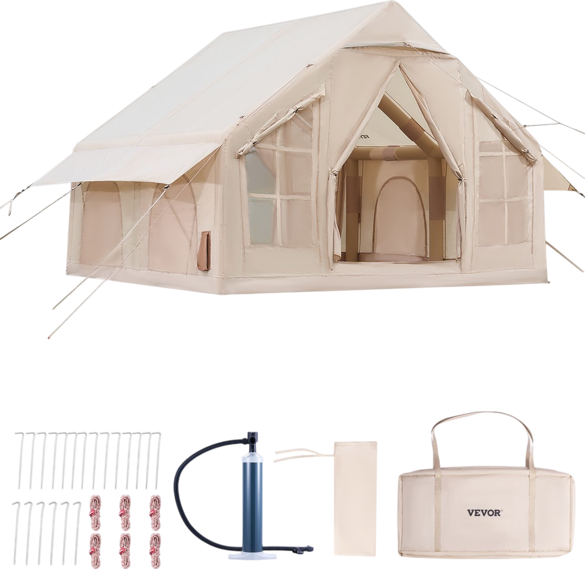 Vevor Inflatable Camping Tent 9.8 x 9.8 Ft with Pump 4-6 Person Capacity New